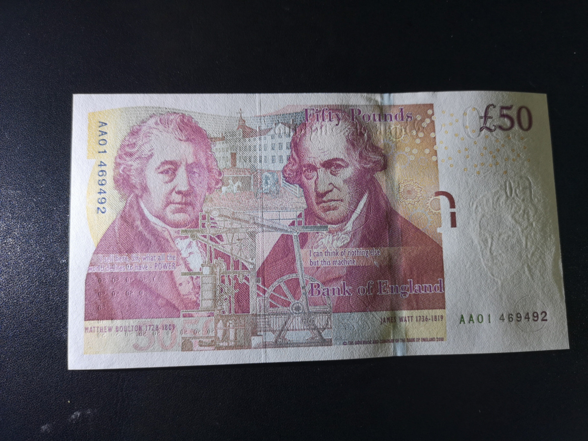 《外钞收藏家》第一百四十一期拍卖（本期81件） 英国F序列50镑 AA01首发冠 全新UNC