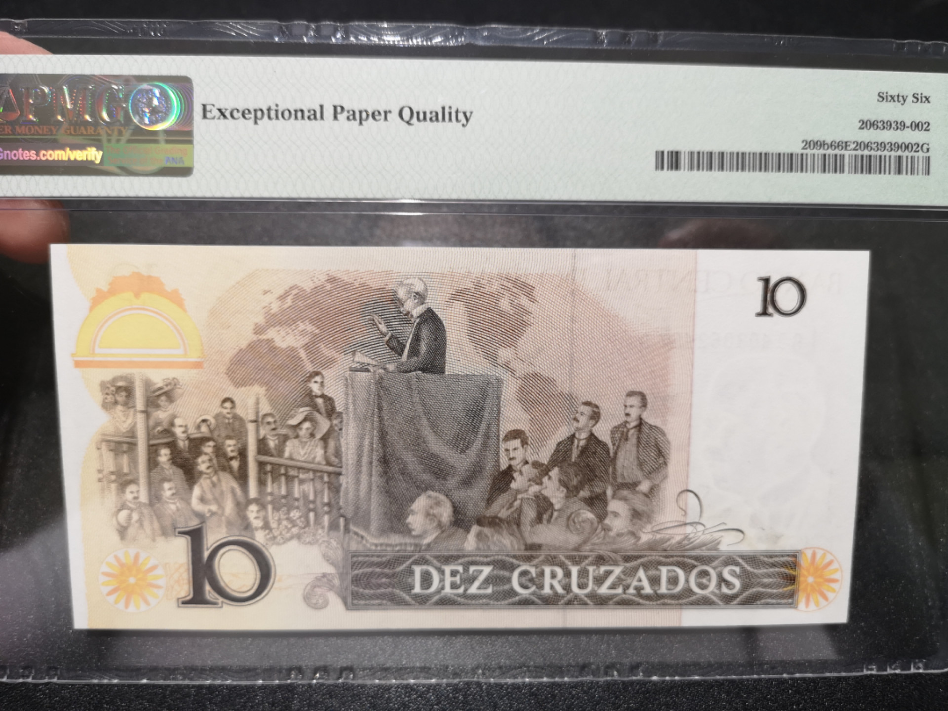 《外钞收藏家》第一百四十一期拍卖（本期81件） 1987年巴西10 PMG66 AA冠