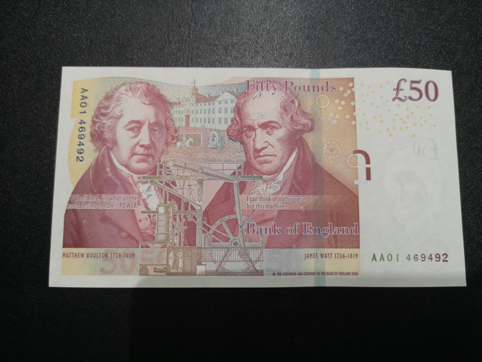 《外钞收藏家》第一百四十一期拍卖（本期81件） 英国F序列50镑 AA01首发冠 全新UNC