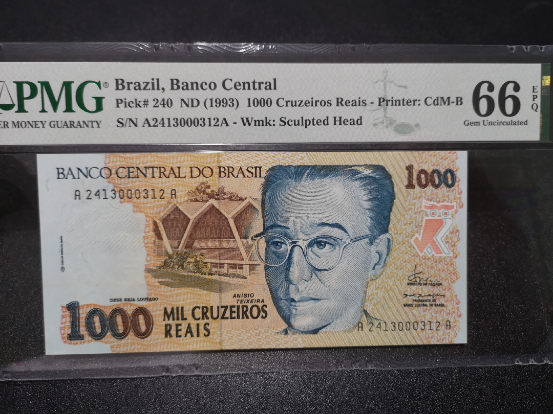 《外钞收藏家》第一百四十一期拍卖（本期81件） 1993年巴西1000 PMG66 AA冠