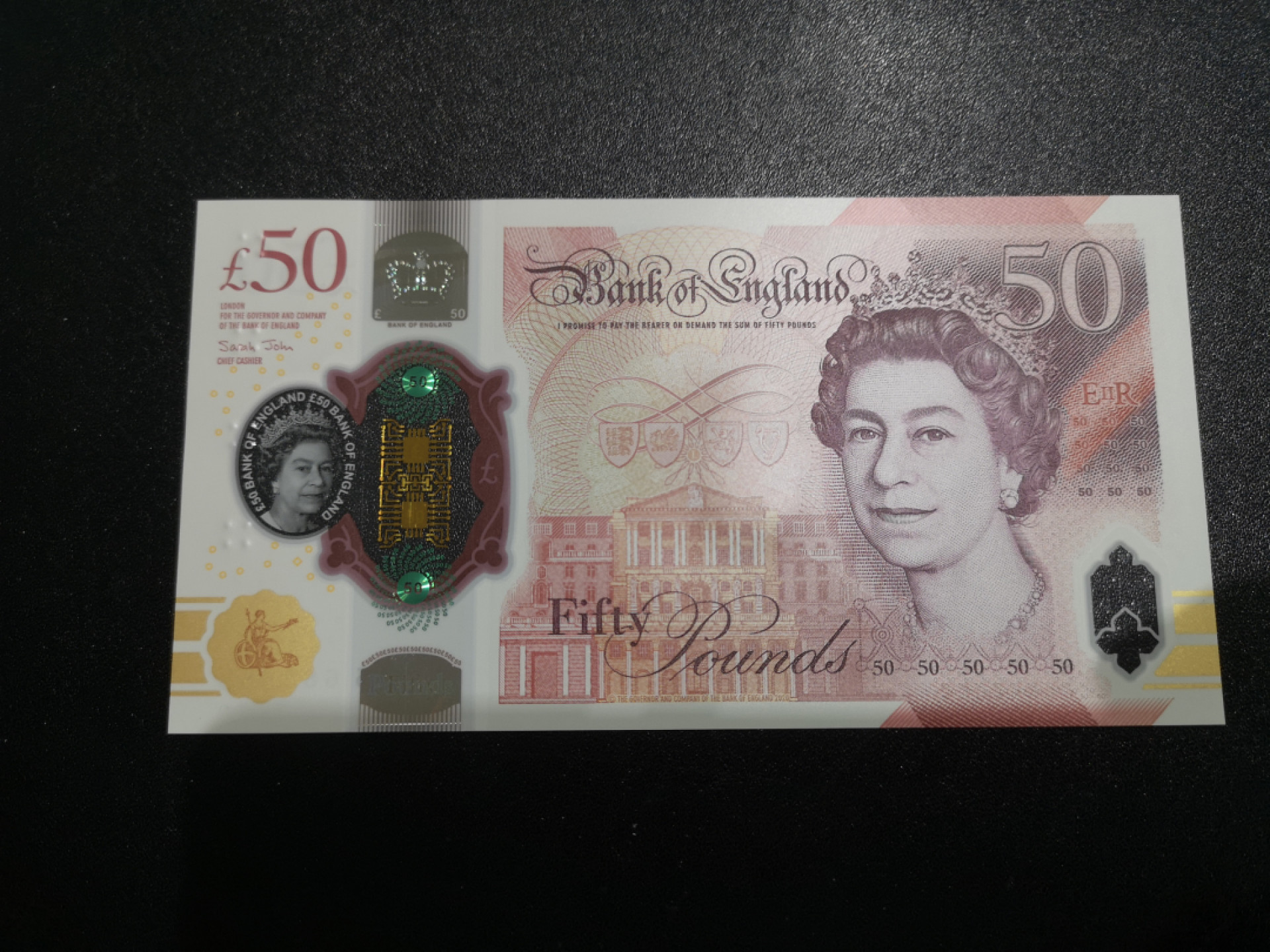 《外钞收藏家》第一百四十一期拍卖（本期81件） 2020年英国50镑 AA冠 全新UNC 555豹子号