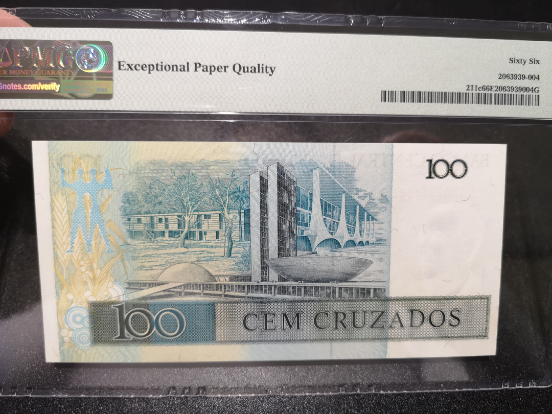 《外钞收藏家》第一百四十一期拍卖（本期81件） 1987年巴西100 PMG66 AA冠