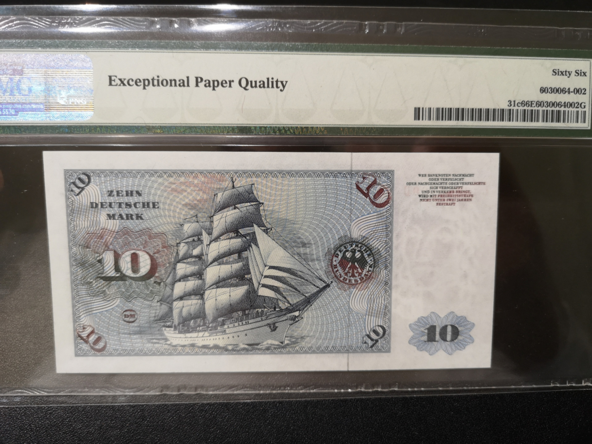 《外钞收藏家》第一百四十二期拍卖（周三拍场） 1980年德国10马克 PMG66