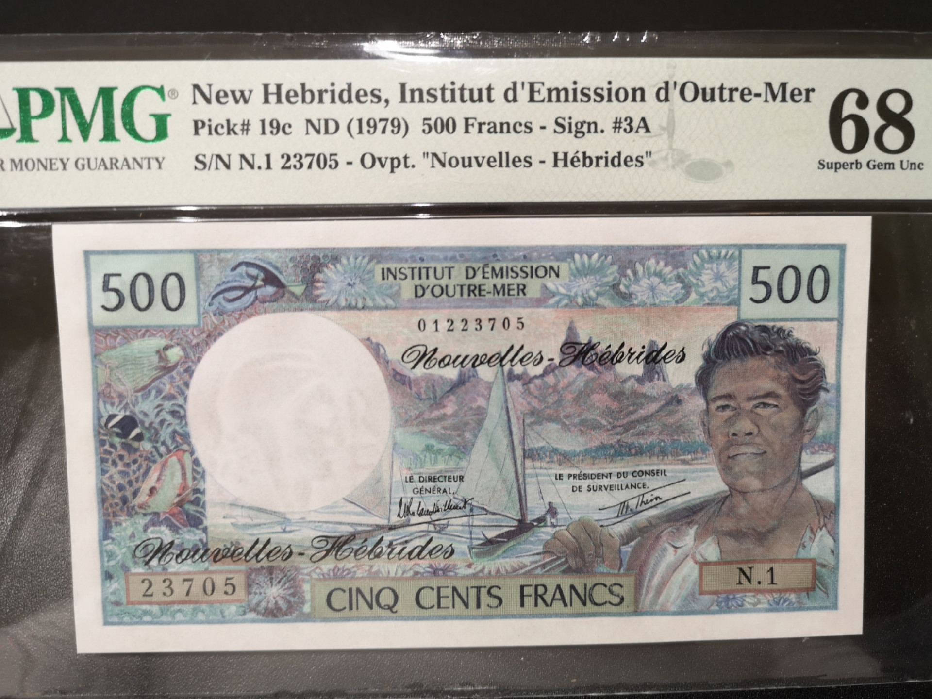 《外钞收藏家》第一百四十二期拍卖（周三拍场） 1979年新赫布里底群岛500 PMG68
