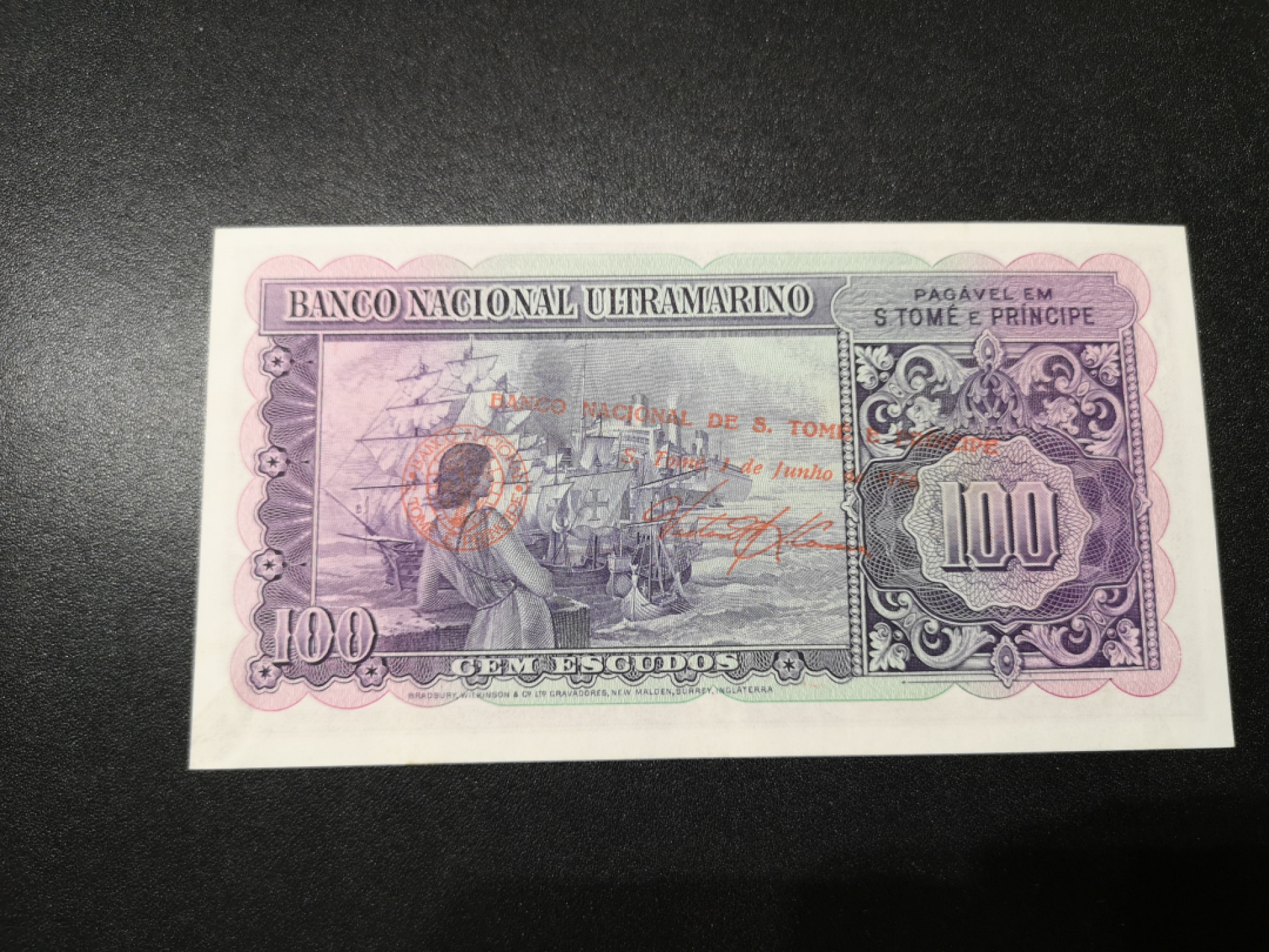 《外钞收藏家》第一百四十二期拍卖（周三拍场） 1958年 圣托马斯 大西洋银行 100 有暗折 AU品相