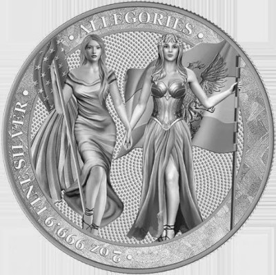 德国2019年哥伦比亚女神和德国女神2盎司纪念银币 - 德国2019年哥伦比亚女神和德国女神2盎司纪念银币