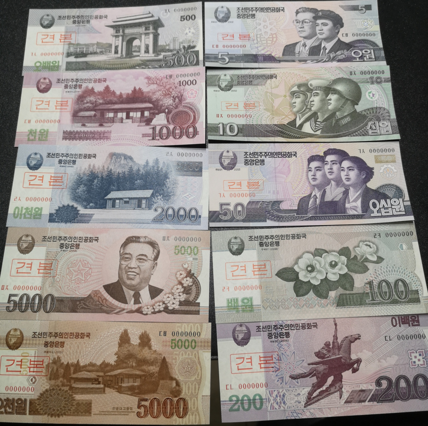 《外钞收藏家》第一百四十二期拍卖（周三拍场） 朝鲜样钞 8张 全新UNC