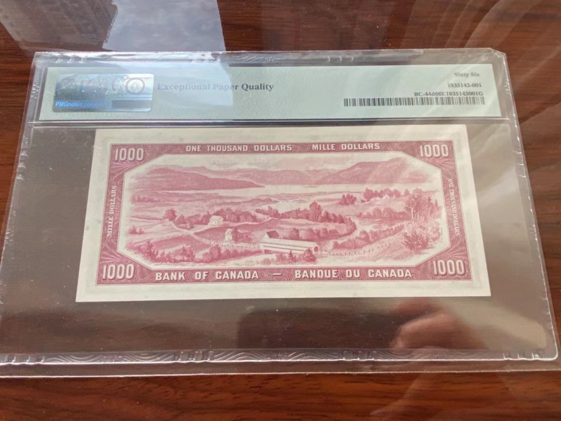 《外钞收藏家》第一百四十二期拍卖（周三拍场） 1954年加拿大1000 PMG66 海瑞德成交价在18000人民币左右