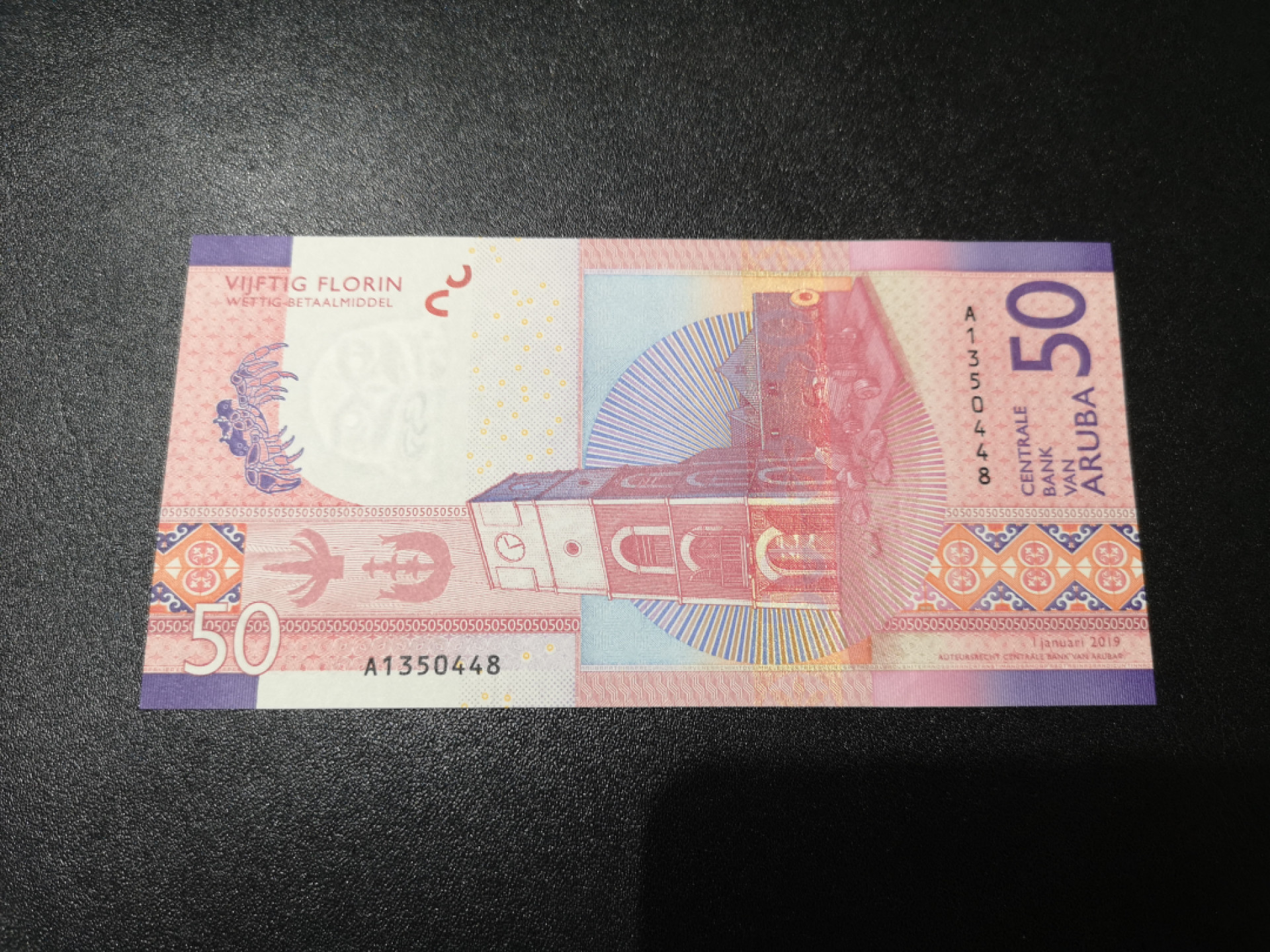 《外钞收藏家》第一百四十二期拍卖（周三拍场） 2019年阿鲁巴50 全新UNC A冠