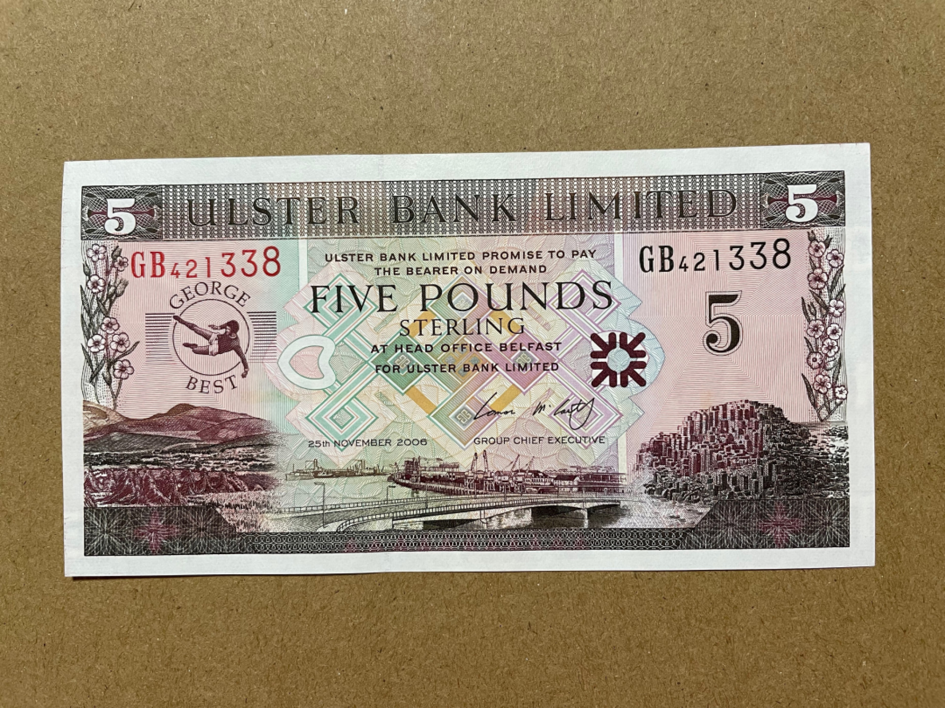 《张总收藏》41期—欧洲强钞 北爱尔兰5镑 UNC 球星乔治·贝斯特纪念钞