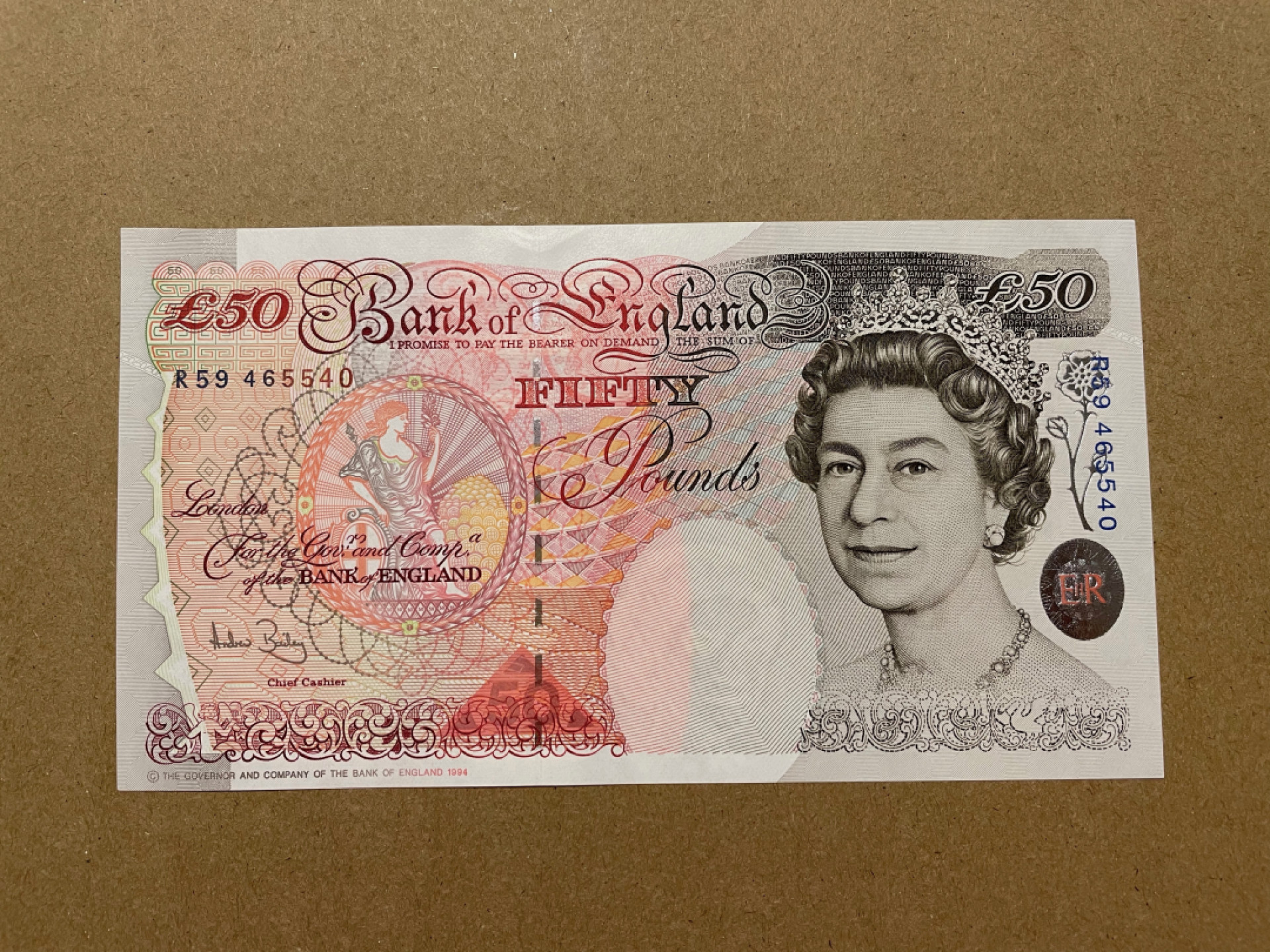 《张总收藏》41期—欧洲强钞 英国50镑 UNC E序列 A.Bailey签名 P-388c