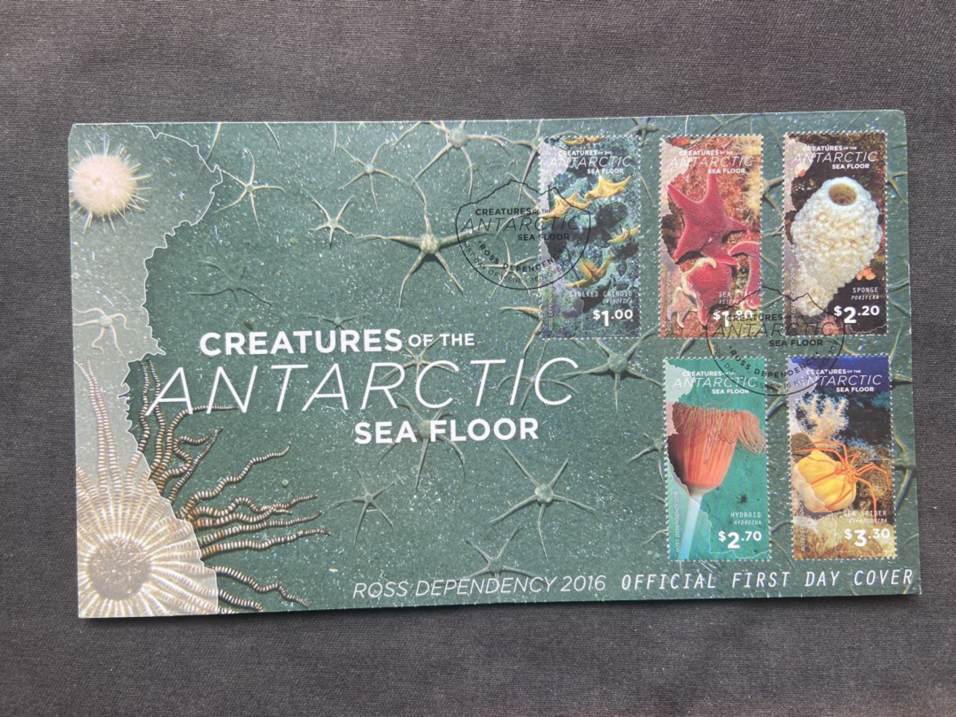 【第2期】莲池国际邮品拍卖 【新西兰】2016年 南极罗斯属地 海底生物 官方首日封 邮票面值11新西兰元