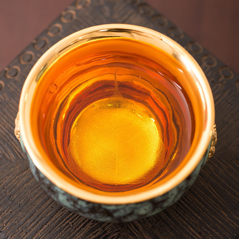 陶瓷主人杯鎏金窑变复古风大号个人茶盏茶碗男中式高档送礼品茗杯