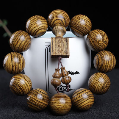 虎皮檀吊牌手串12颗 - 虎皮檀吊牌手串12颗
