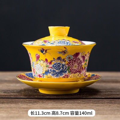 珐琅彩999鎏银茶具三才盖碗茶具礼品 - 珐琅彩999鎏银茶具三才盖碗茶具礼品
