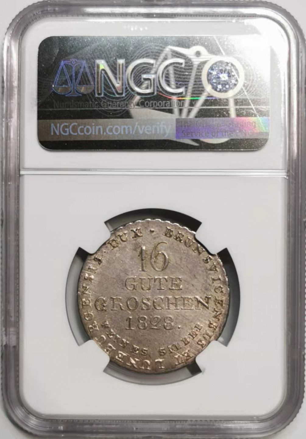 凡希社世界钱币微拍第一百七十六期 1828汉诺威飞马16G银NGC-MS62