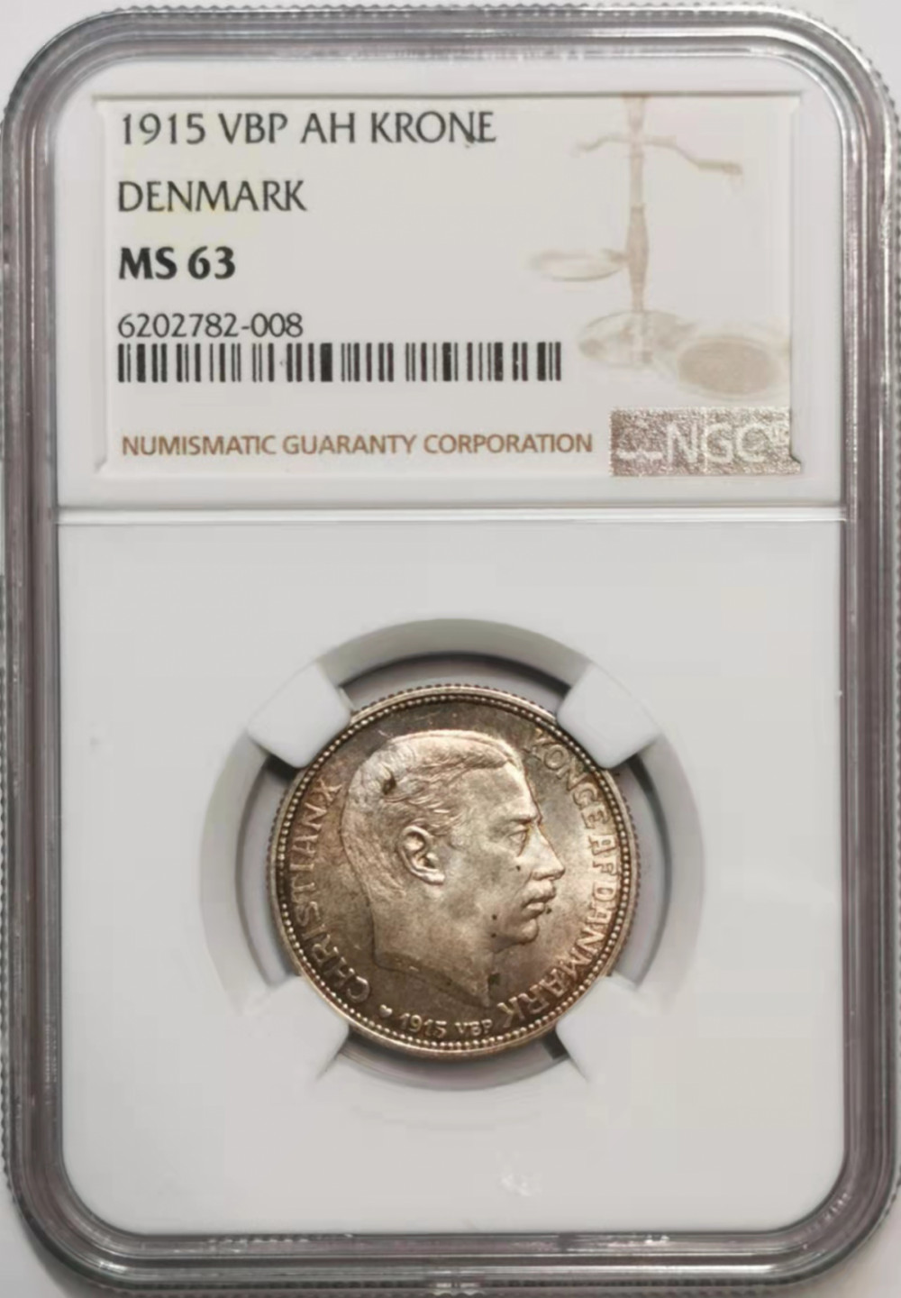 凡希社世界钱币微拍第一百七十六期 1915丹麦克朗银币NGC-MS63