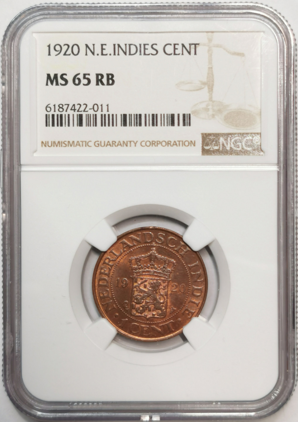 凡希社世界钱币微拍第一百七十六期 1920荷属东印度1分NGC-MS65RB