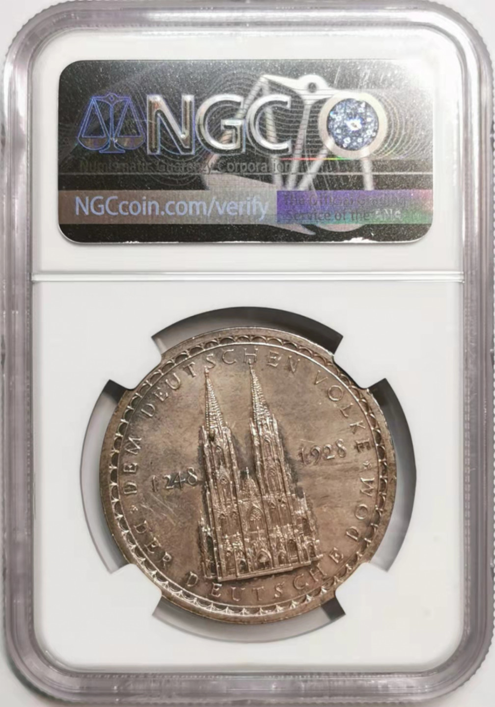 凡希社世界钱币微拍第一百七十六期 1928魏玛德国科隆大教堂纪念银章NGC-MS62