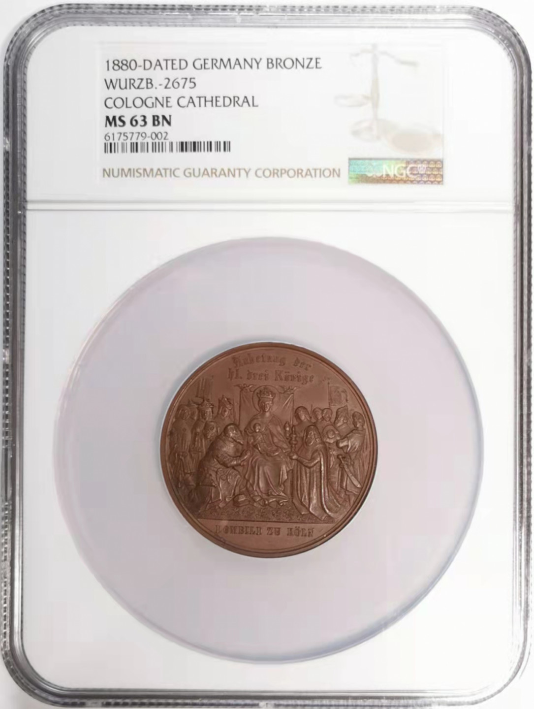 凡希社世界钱币微拍第一百七十六期 1880德国科隆大教堂纪念大铜章NGC-MS63