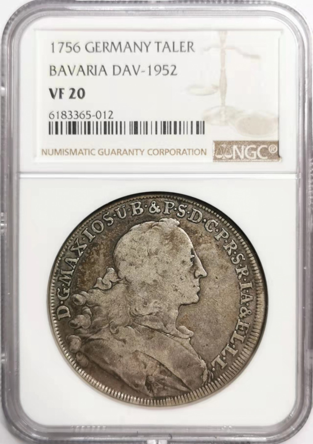 凡希社世界钱币微拍第一百七十六期 1756巴伐利亚泰勒大银NGC-VF20