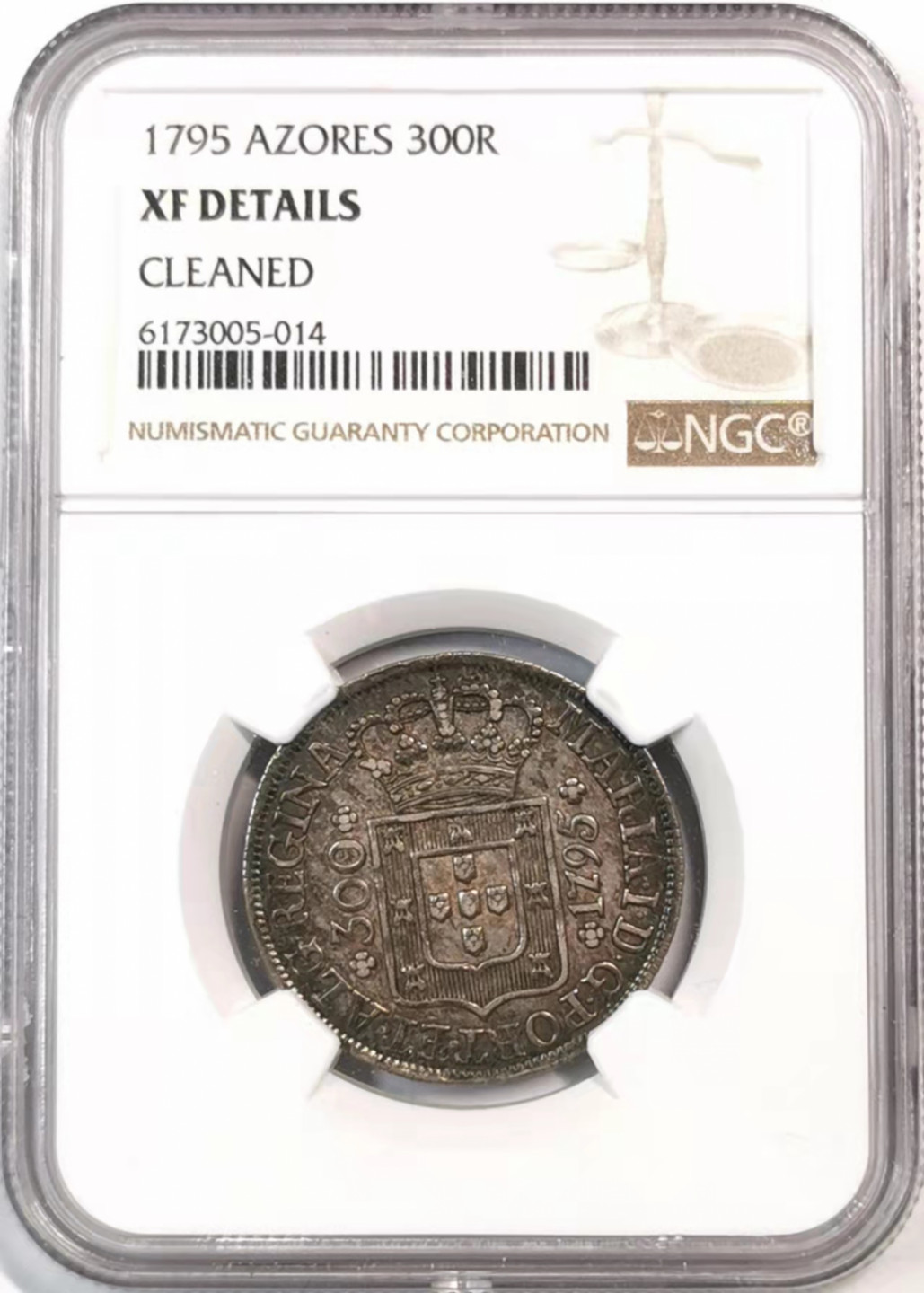 凡希社世界钱币微拍第一百七十六期 荐1794/95葡属亚速尔玛丽一世三枚套NGC原味极美品！