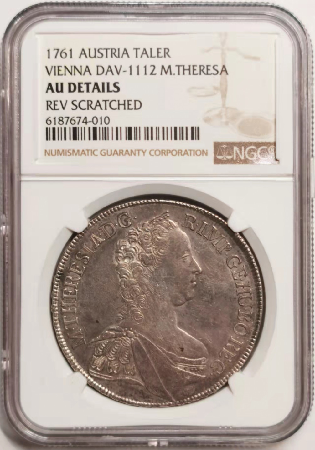 凡希社世界钱币微拍第一百七十六期 1761神罗玛丽亚特蕾莎军装像泰勒NGC-AUD细节上佳！
