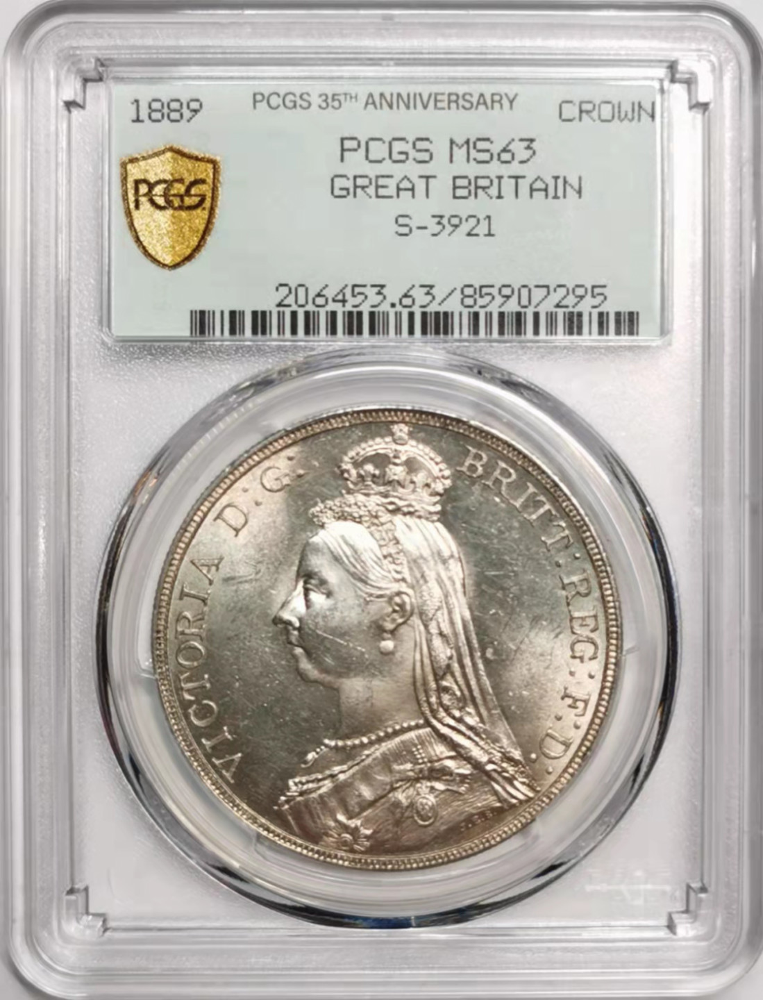 凡希社世界钱币微拍第一百七十六期 荐！1889英国老维高冠马剑PCGS-MS63原光品！