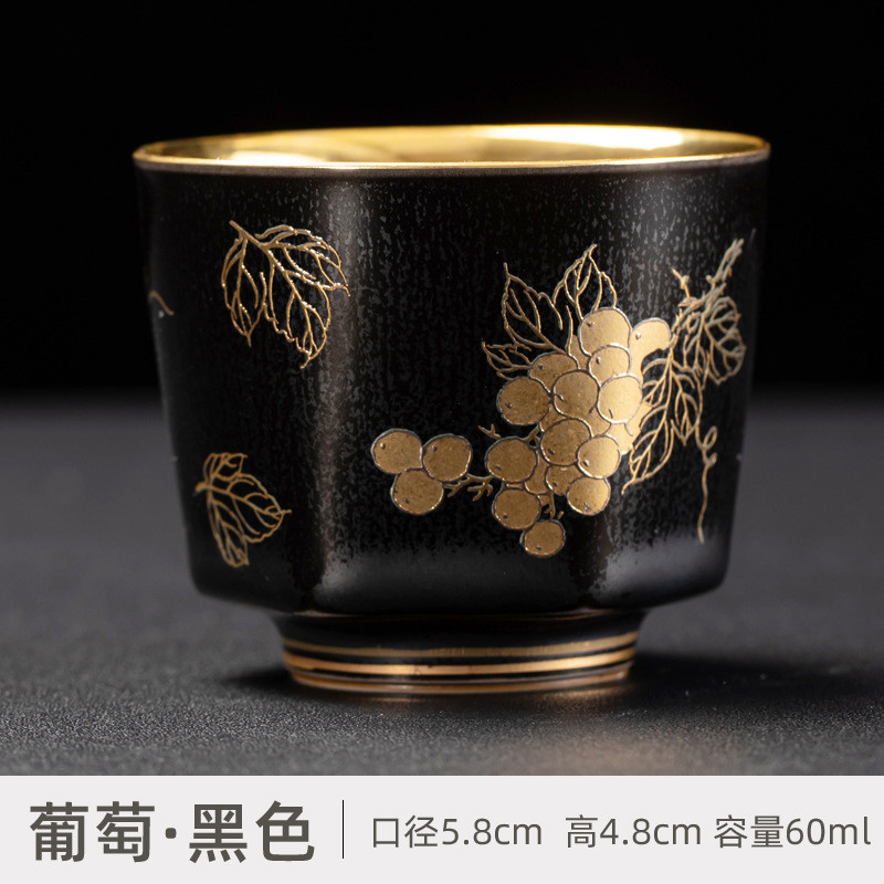 鎏金茶杯陶瓷纯金手工杯礼盒装