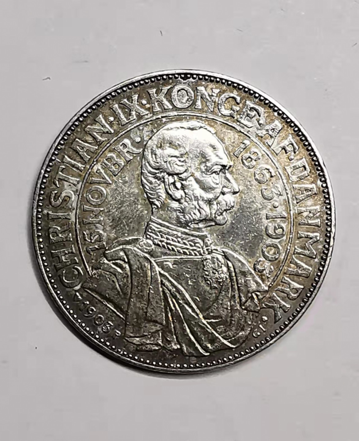 凡希社世界钱币微拍第一百七十六期 1903丹麦2克朗纪念银币AU