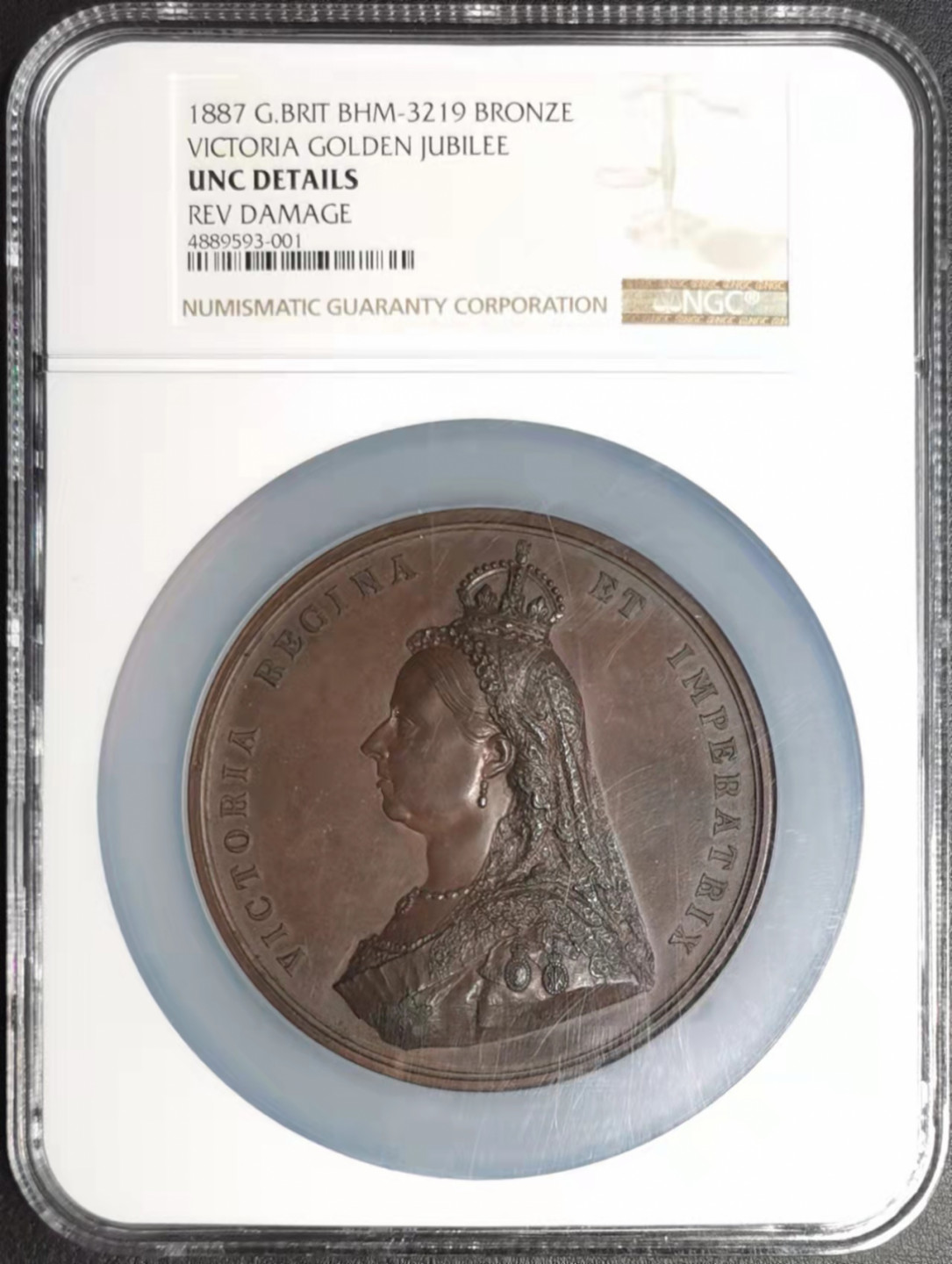 凡希社世界钱币微拍第一百七十六期 1887维多利亚加冕纪念大铜章NGC-UNCD