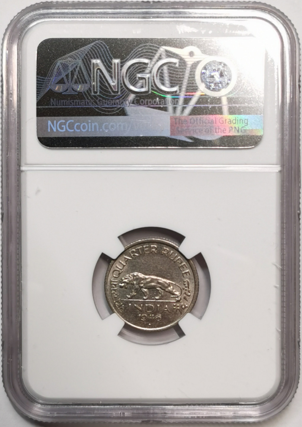 凡希社世界钱币微拍第一百七十六期 1946英属印度乔六1/4卢比NGC-MS62