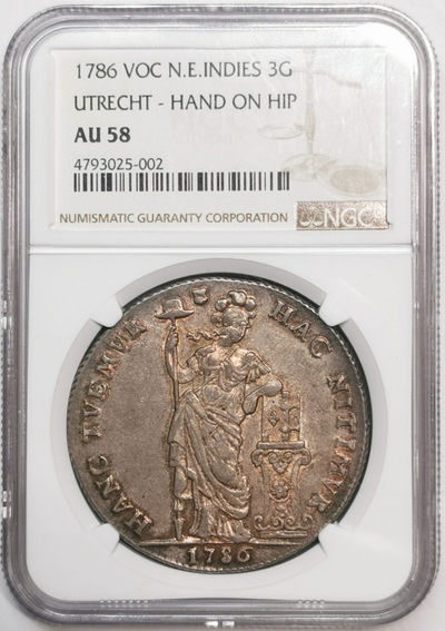 凡希社世界钱币微拍第一百七十六期 - 荐！1786荷属东印度公司3盾大银NGC-AU58包浆绝美！