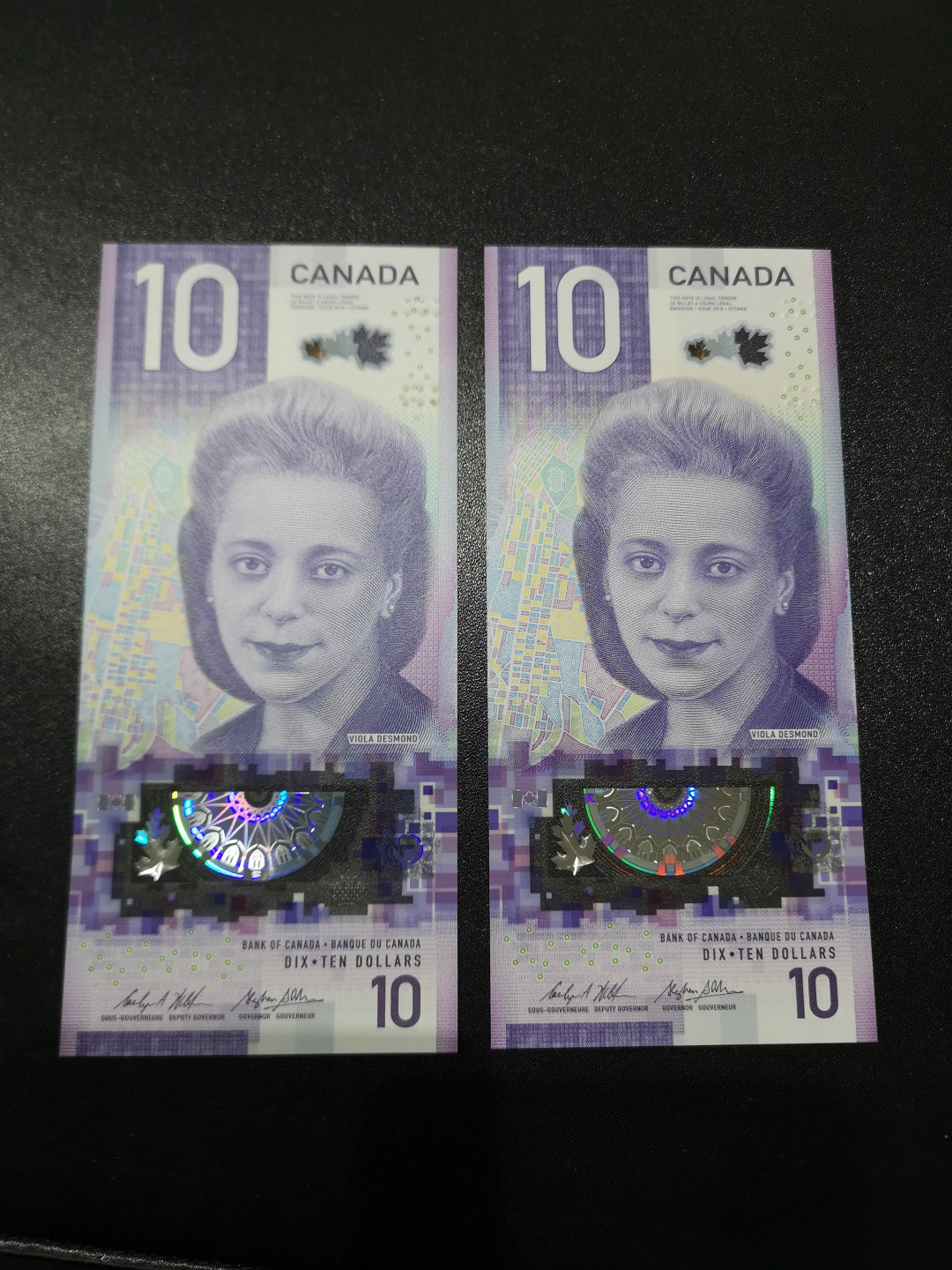 《外钞收藏家》第一百四十四期拍卖（本期85件） 加拿大最新版塑料钞 10元 两连号 全新UNC