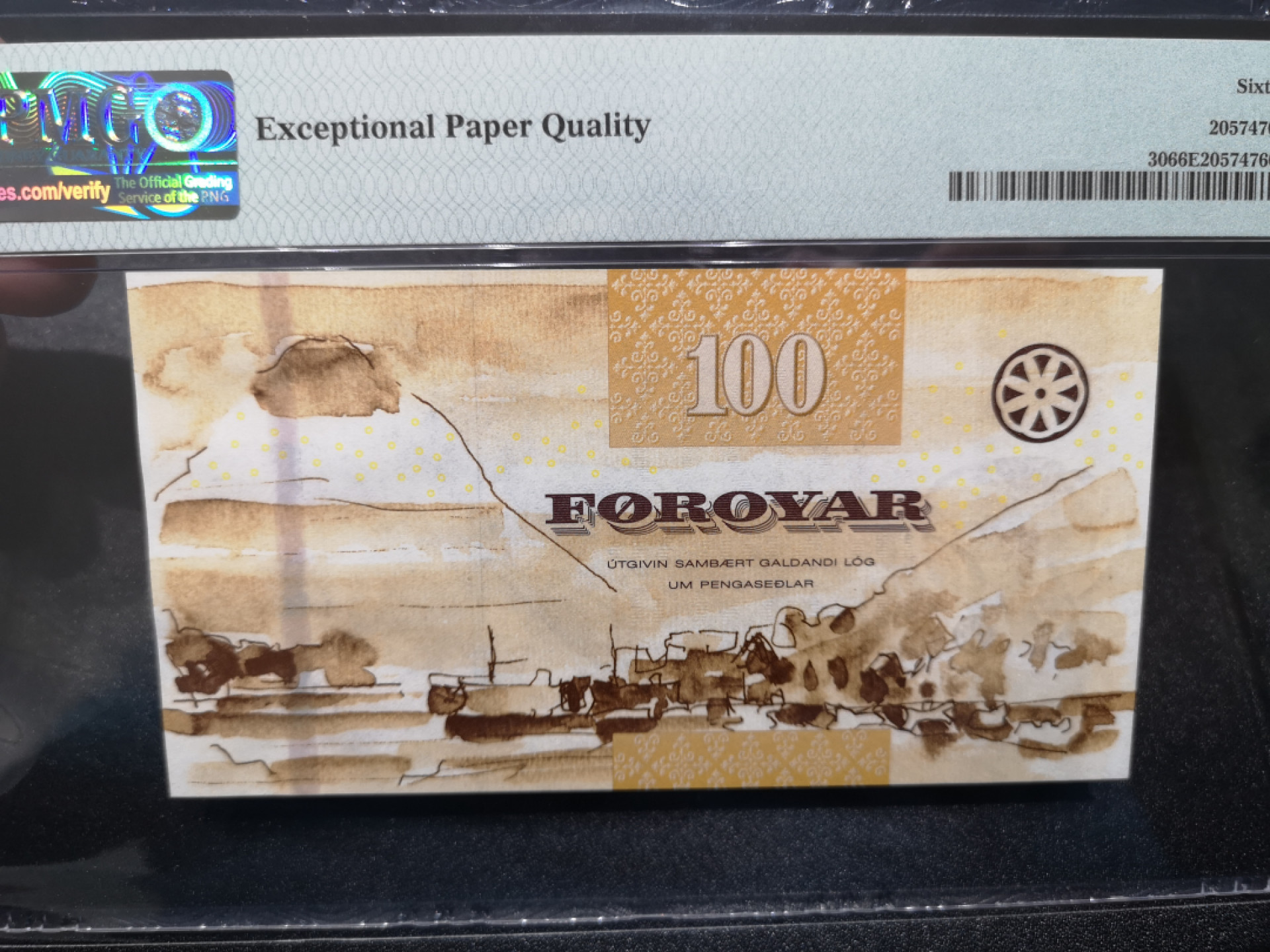 《外钞收藏家》第一百四十四期拍卖（本期85件） 2011年法罗群岛100克朗 PMG66 无47 靓号