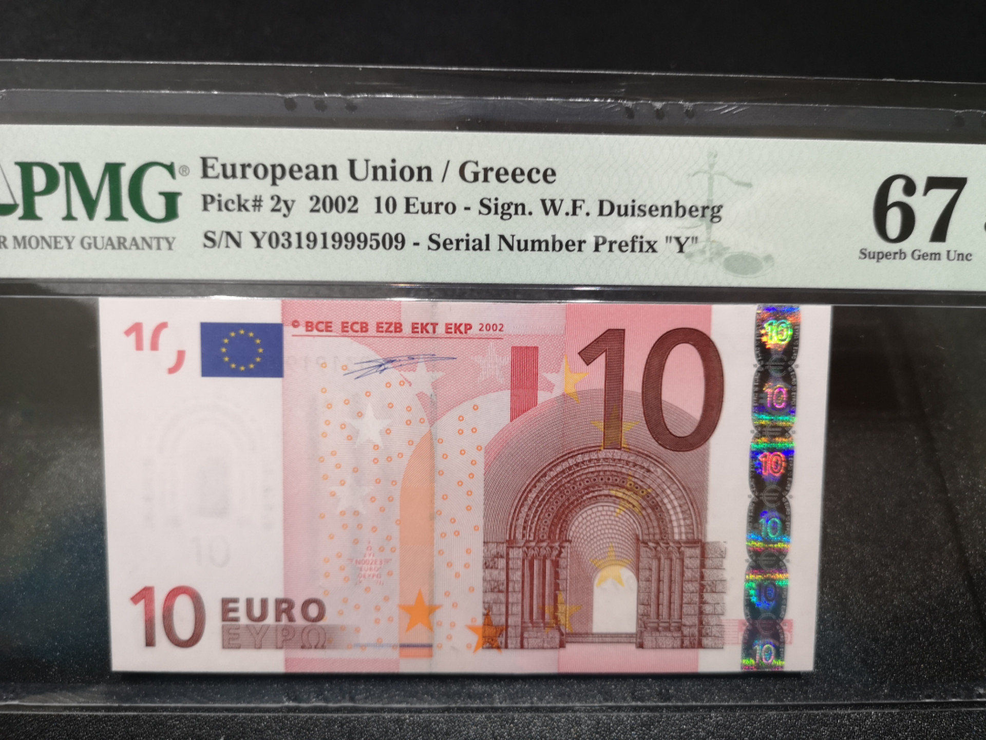 《外钞收藏家》第一百四十四期拍卖（本期85件） 一签10欧元 PMG67 希腊版 无47