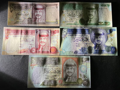 小福收藏团购第55期 约旦 1/2 1 5 10 20 第纳尔 亚洲精美纸币