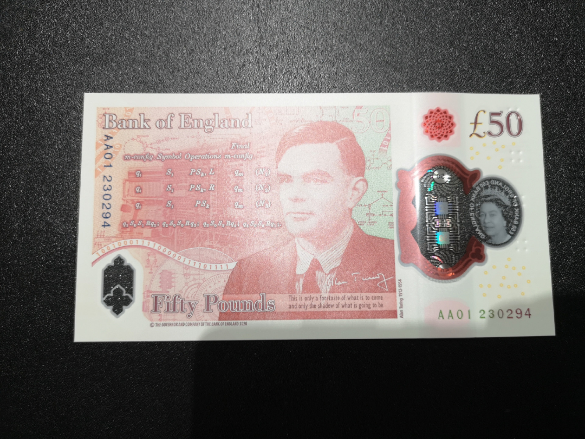 《外钞收藏家》第一百四十四期拍卖（本期85件） 英国最新版塑料钞50镑 AA01首发冠 全新UNC 跟上张连号