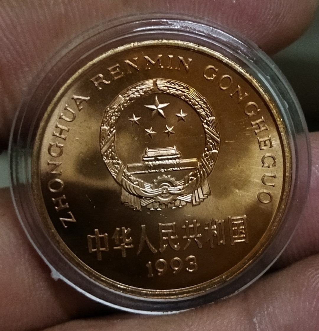 1993年大熊猫流通纪念币 一枚 (大熊猫四季卡册拆出精品)