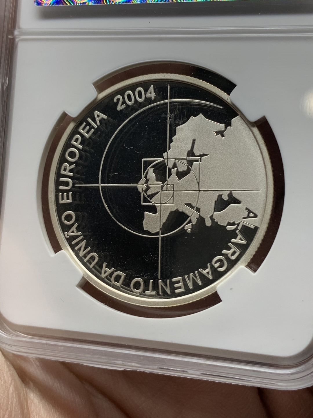 《竞宝斋》钱币微拍-第13场-本周日，周一2场连拍（全场顺丰包邮） 葡萄牙 2004年 欧盟东扩 8欧精制纪年银币 31.1克 925银