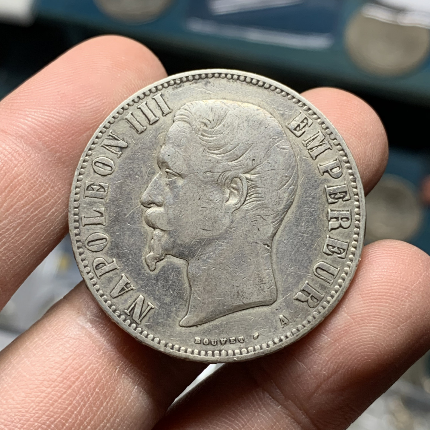 《竞宝斋》钱币微拍-第13场-本周日，周一2场连拍（全场顺丰包邮） 法国 1855 年 拿三 少见版 5法郎大银币