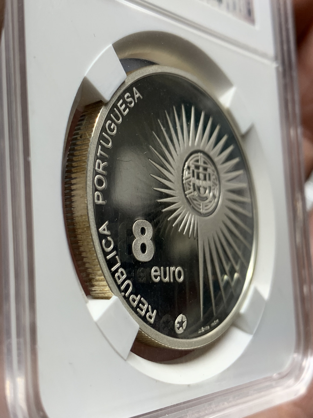 《竞宝斋》钱币微拍-第13场-本周日，周一2场连拍（全场顺丰包邮） 葡萄牙 2004年 欧盟东扩 8欧精制纪年银币 31.1克 925银