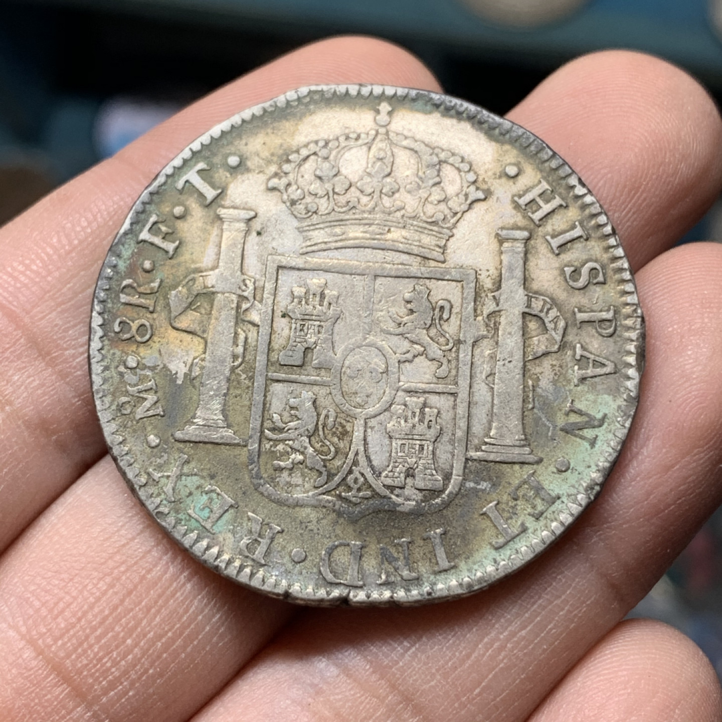 《竞宝斋》钱币微拍-第13场-本周日，周一2场连拍（全场顺丰包邮） 1803年 MO FT 墨西哥 卡四 8R 大银币 原味包浆