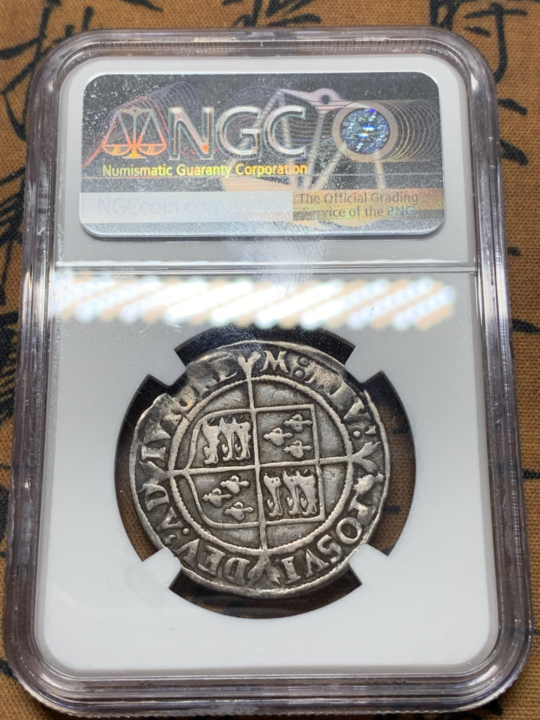 《竞宝斋》钱币微拍-第13场-本周日，周一2场连拍（全场顺丰包邮） NGC-VF 30 稀少 英国1560-61年 英格兰及爱尔兰女王 伊丽莎白一世 1先令 银币