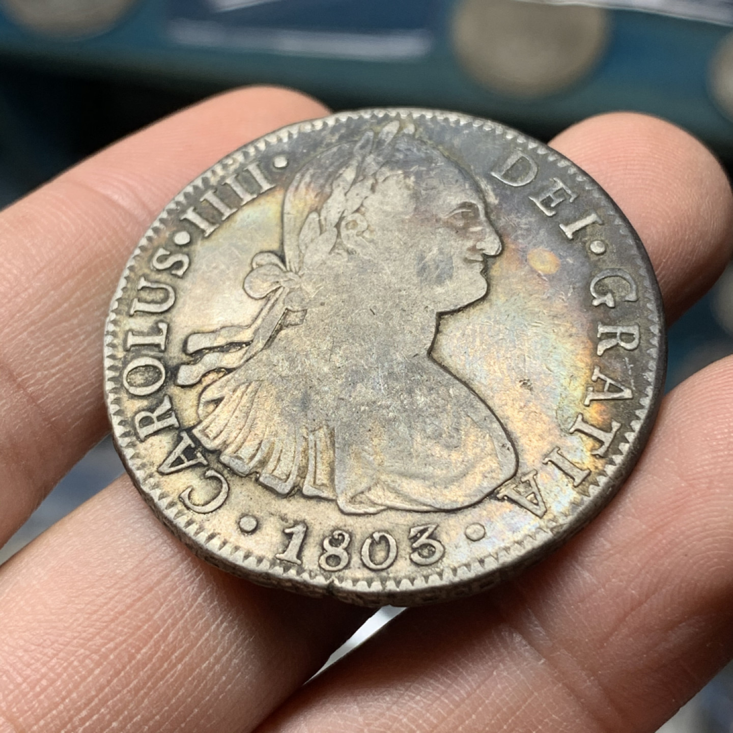 《竞宝斋》钱币微拍-第13场-本周日，周一2场连拍（全场顺丰包邮） 1803年 MO FT 墨西哥 卡四 8R 大银币 原味包浆