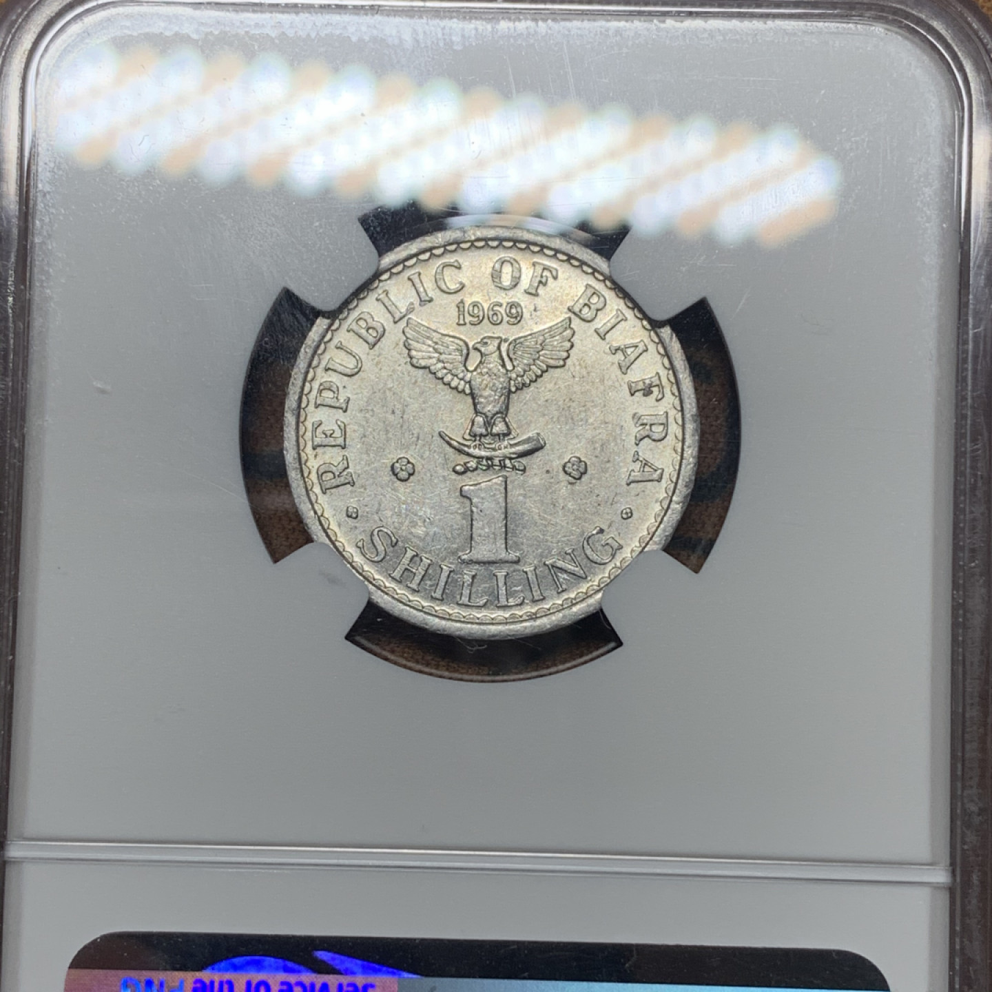 《竞宝斋》钱币微拍-第13场-本周日，周一2场连拍（全场顺丰包邮） NGC-MS61 比亚法拉 1969年 1先令 铝币 非常少见