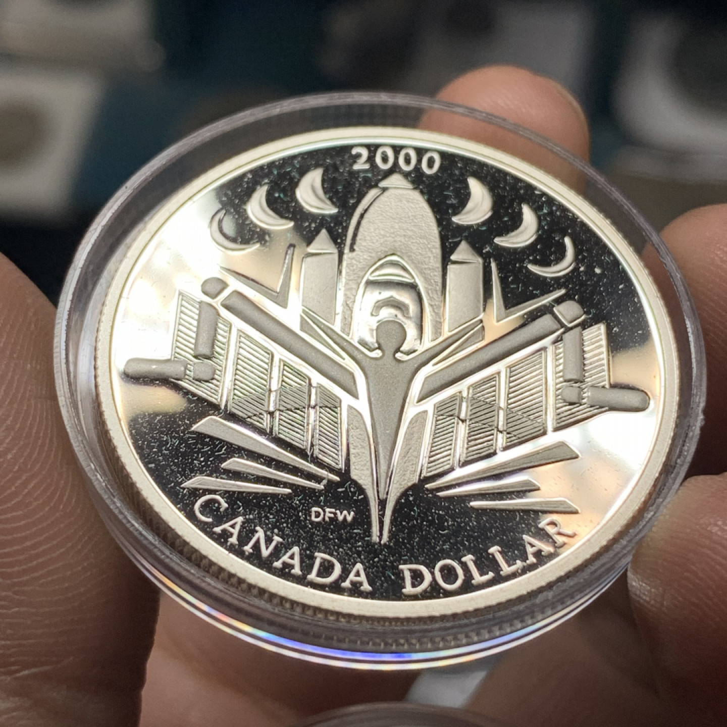 《竞宝斋》钱币微拍-第13场-本周日，周一2场连拍（全场顺丰包邮） 原盒证书加拿大2000年 发现之旅 1元 925银 25.2克 精制高银银币币PROOF