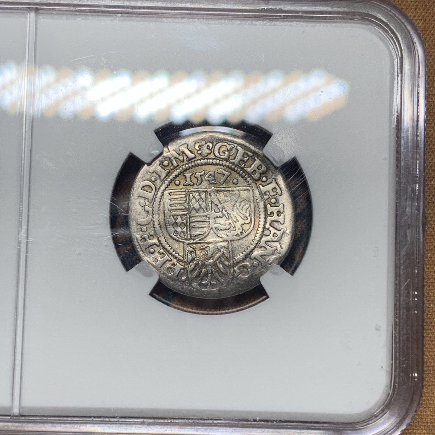 《竞宝斋》钱币微拍-第13场-本周日，周一2场连拍（全场顺丰包邮） NGC-VF 德国马斯菲尔德 1547年 1SG 小银币 非常少见