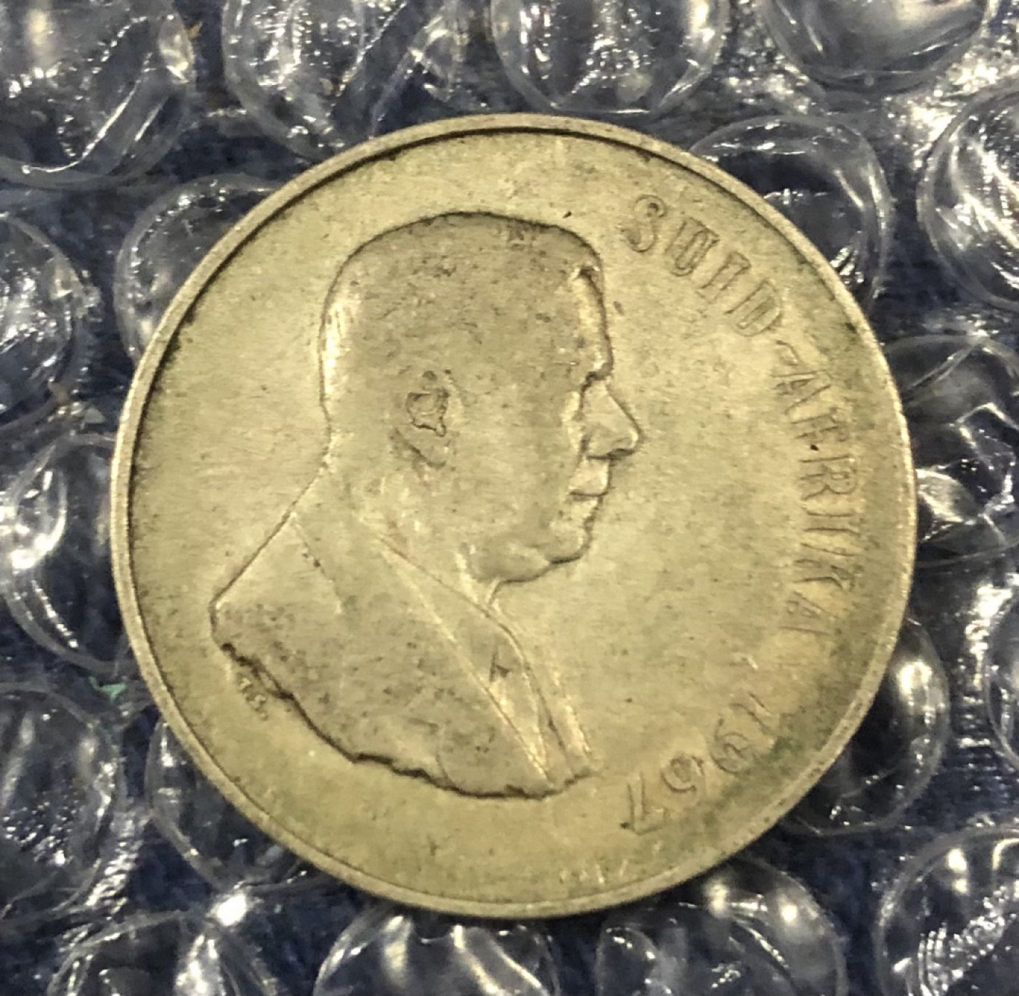 【保诚微拍】【免佣金&包邮】第2期 2021.11.14币章拍卖(68拍) 南非 1967年 总统维沃尔德 1兰特 银币（15克 0.8银）