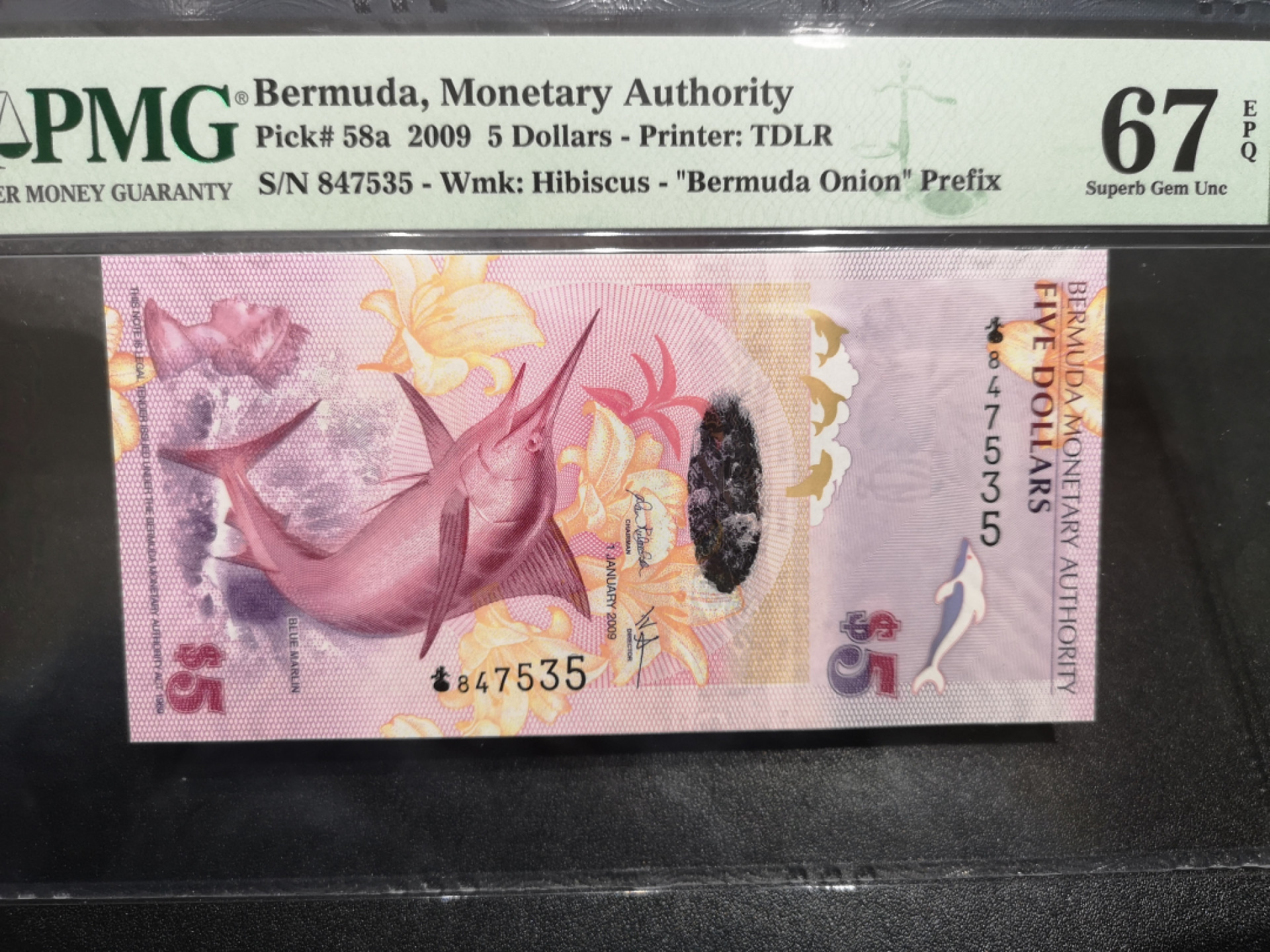 《外钞收藏家》第一百四十六期拍卖-超百件大拍场（本期106件） 2009年百慕大5刀 PMG67 洋葱冠